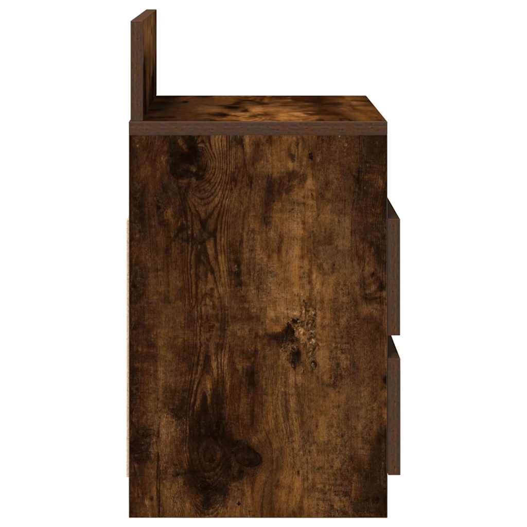 Bedside Cabinet with 2 Drawers Smoked Oak 40x33x60 cm