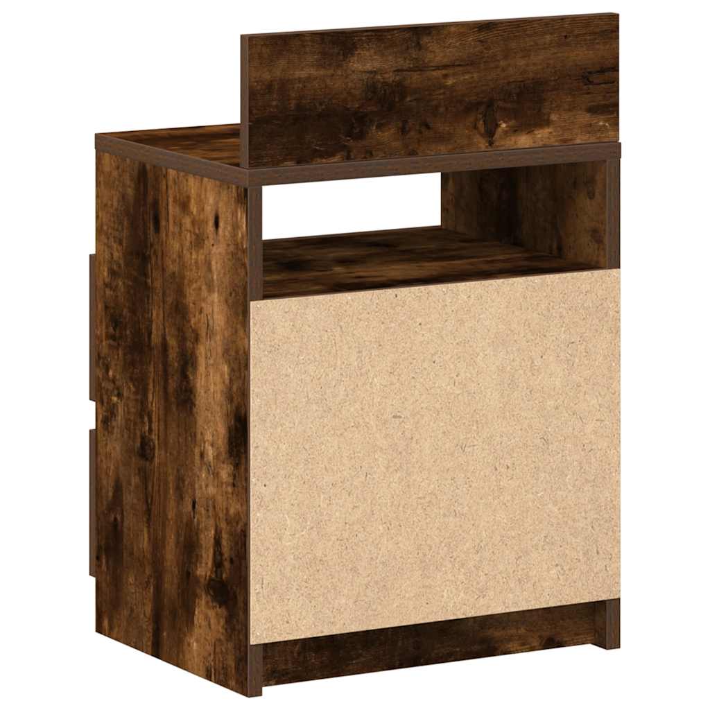 Bedside Cabinet with 2 Drawers Smoked Oak 40x33x60 cm
