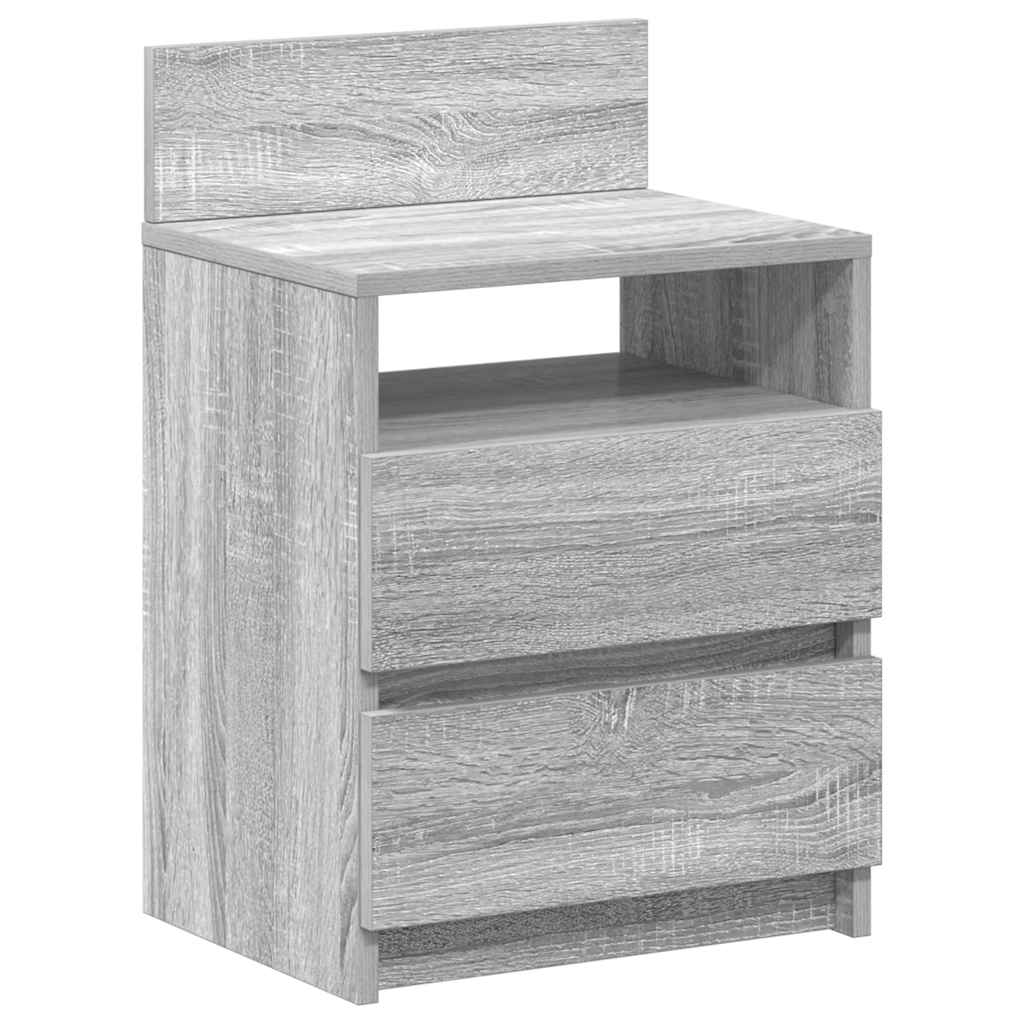 Bedside Cabinet with 2 Drawers Grey Sonoma 40x33x60 cm
