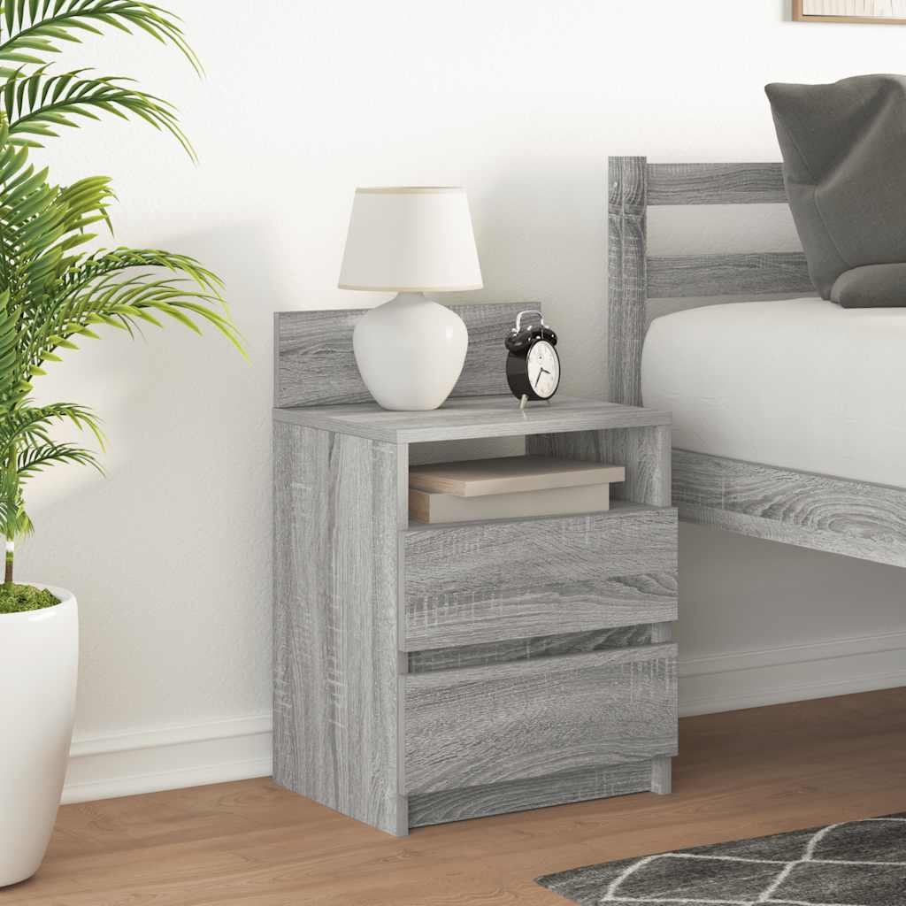 Bedside Cabinet with 2 Drawers Grey Sonoma 40x33x60 cm