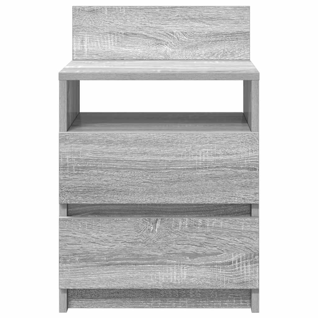 Bedside Cabinet with 2 Drawers Grey Sonoma 40x33x60 cm