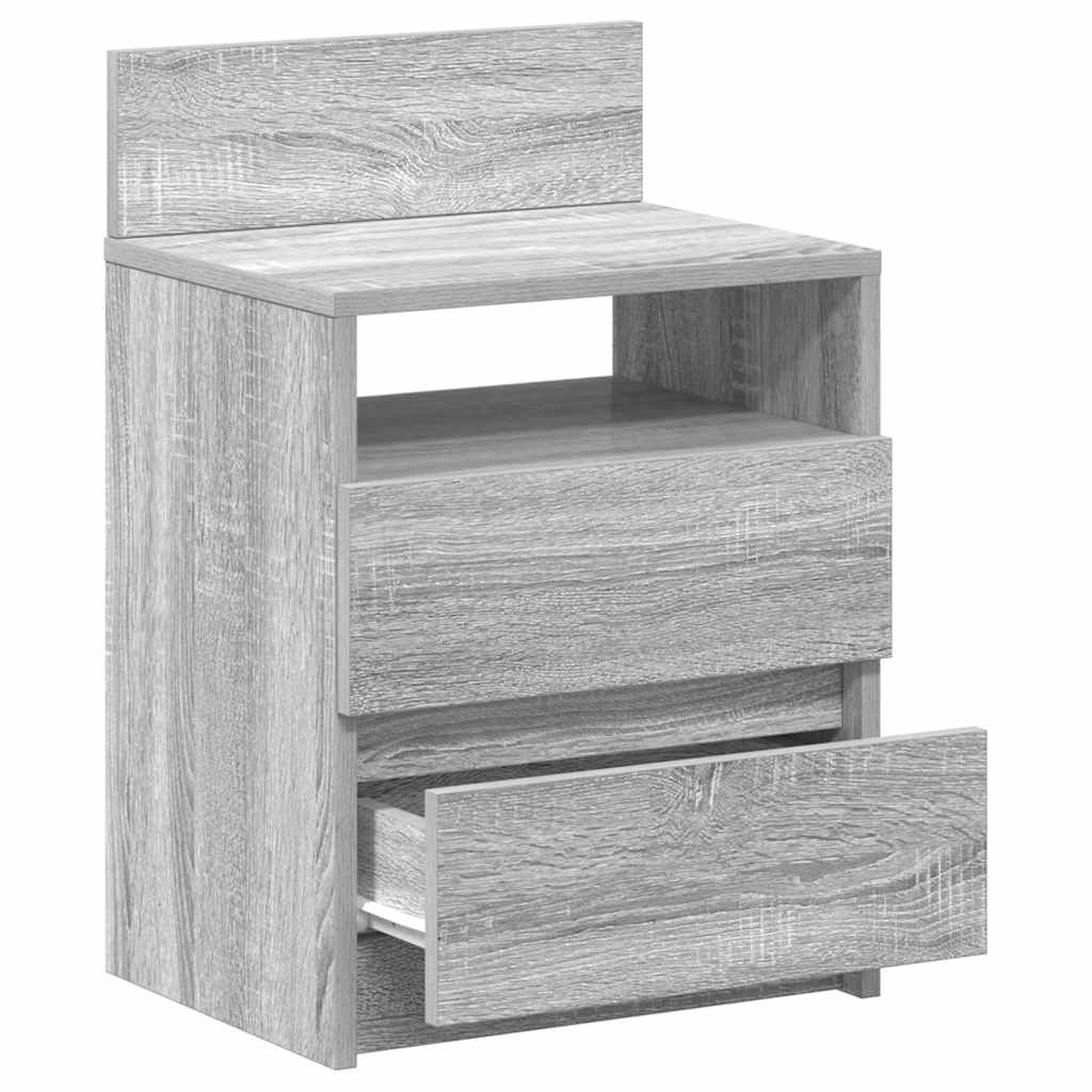 Bedside Cabinet with 2 Drawers Grey Sonoma 40x33x60 cm