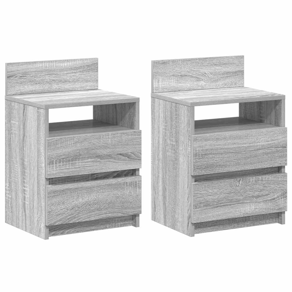 Bedside Cabinets 2 pcs with 2 Drawers Grey Sonoma 40x33x60 cm
