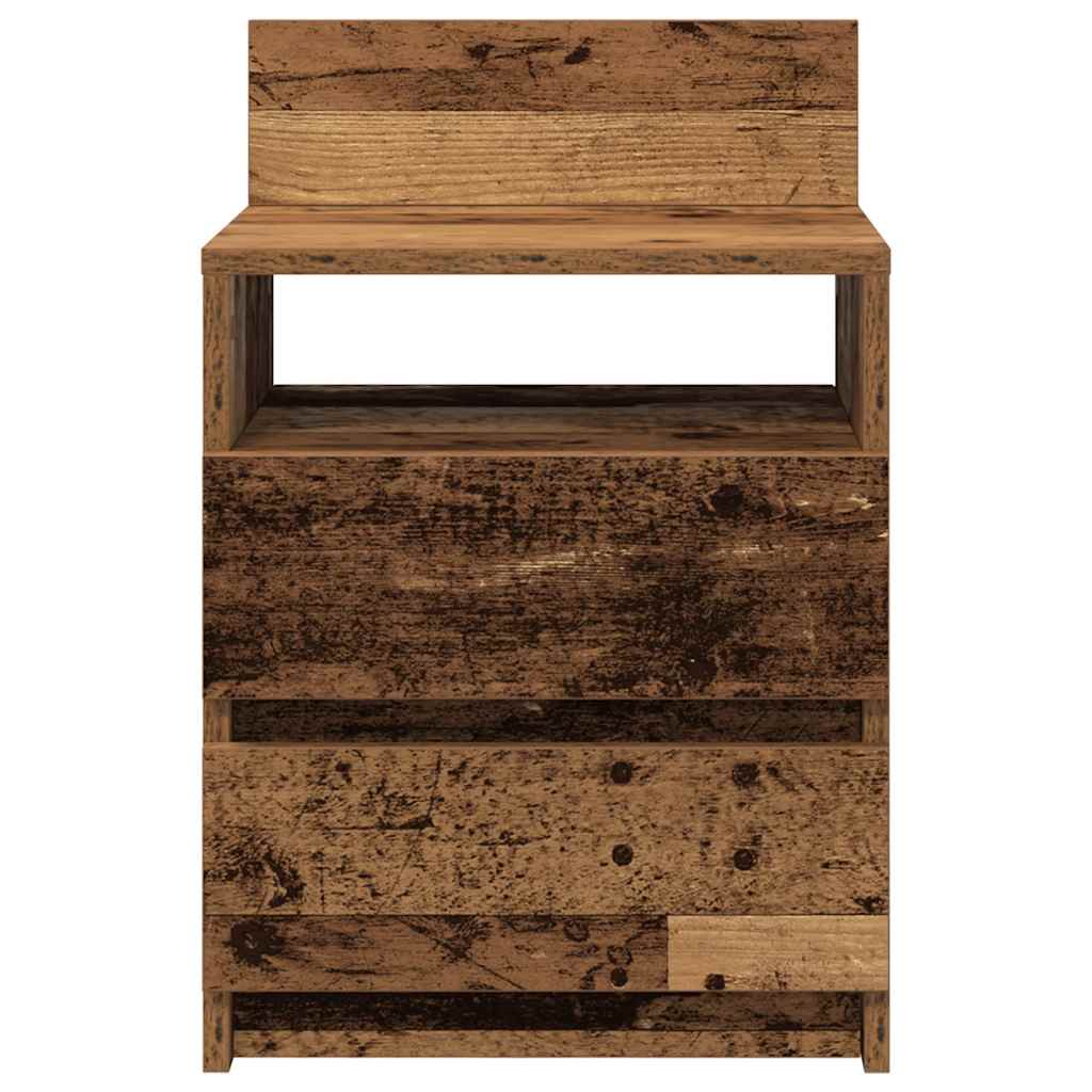 Bedside Cabinet with 2 Drawers Old Wood 40x33x60 cm