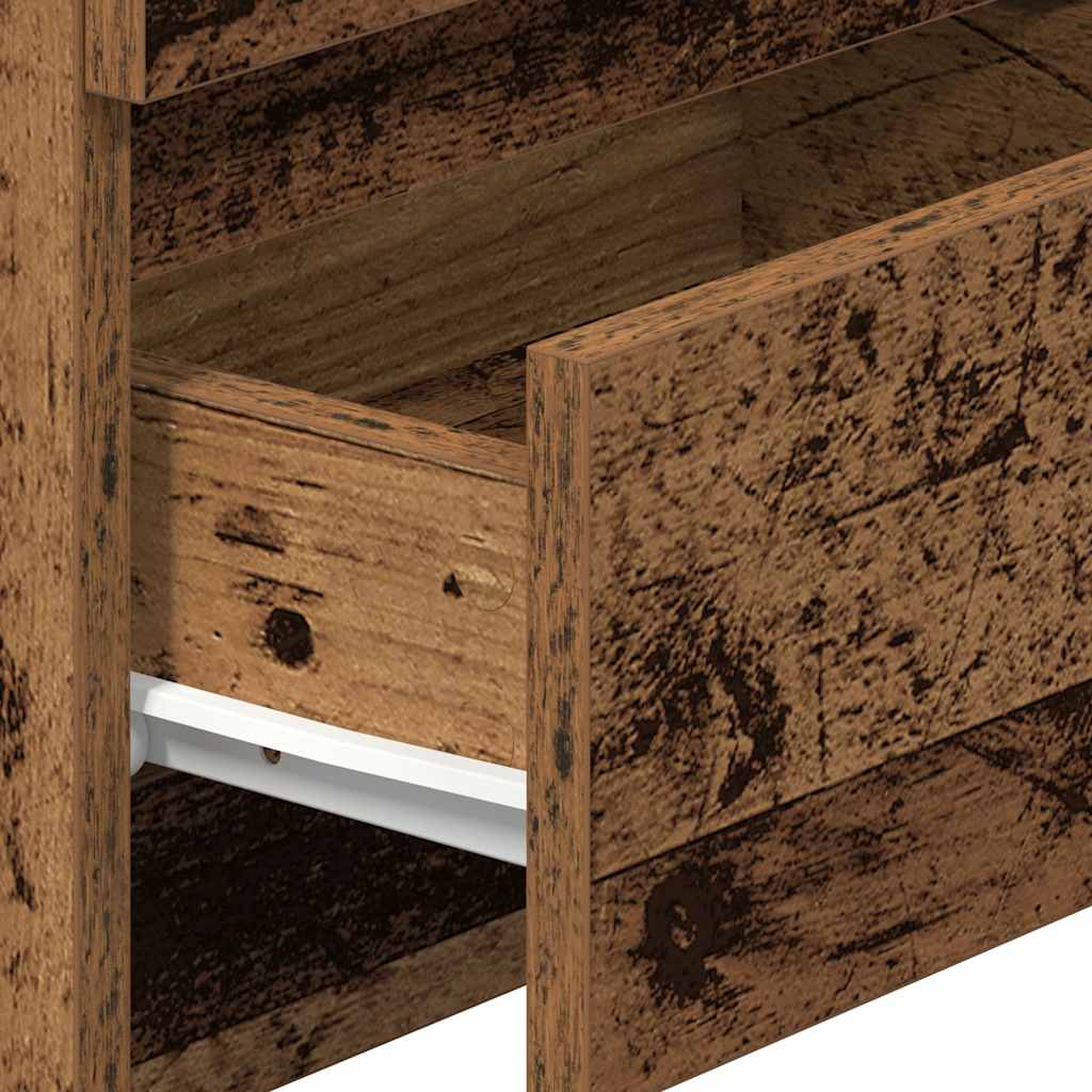 Bedside Cabinet with 2 Drawers Old Wood 40x33x60 cm