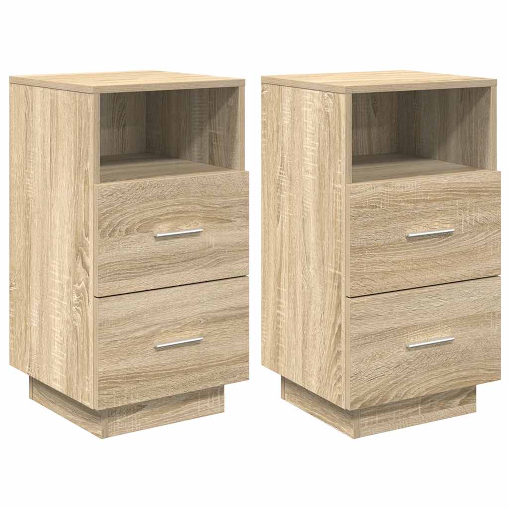 Bedside Cabinets 2 pcs with 2 Drawers Sonoma Oak 36x36x68 cm