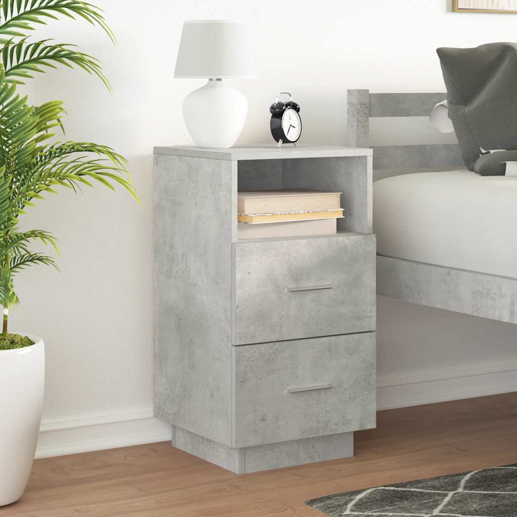 Bedside Cabinet with 2 Drawers Concrete Grey 36x36x68 cm