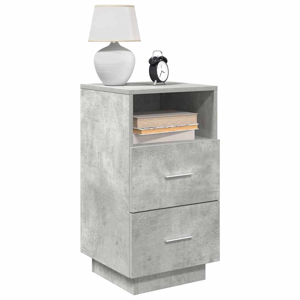 Bedside Cabinet with 2 Drawers Concrete Grey 36x36x68 cm