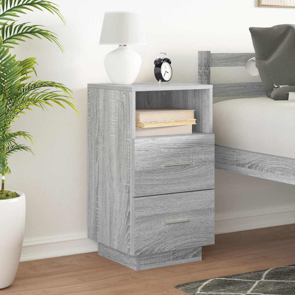 Bedside Cabinet with 2 Drawers Grey Sonoma 36x36x68 cm