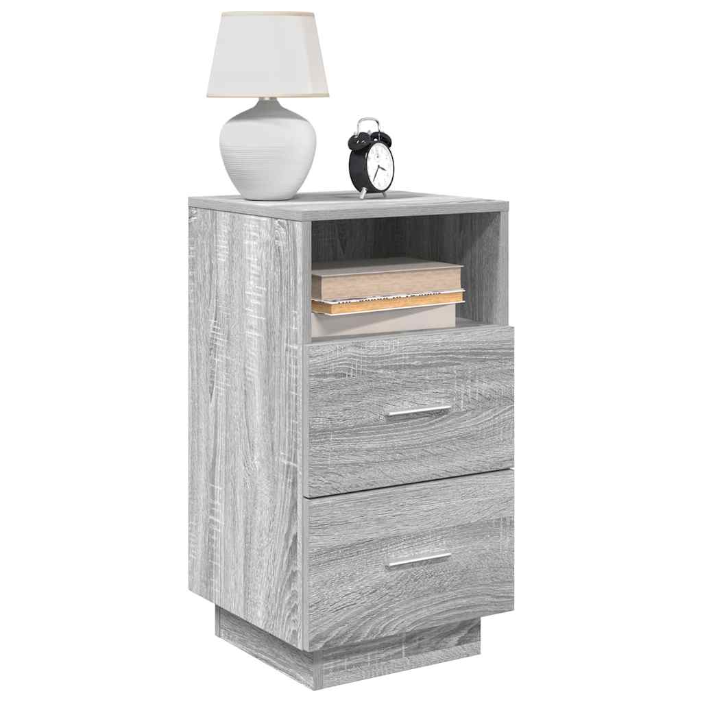Bedside Cabinet with 2 Drawers Grey Sonoma 36x36x68 cm
