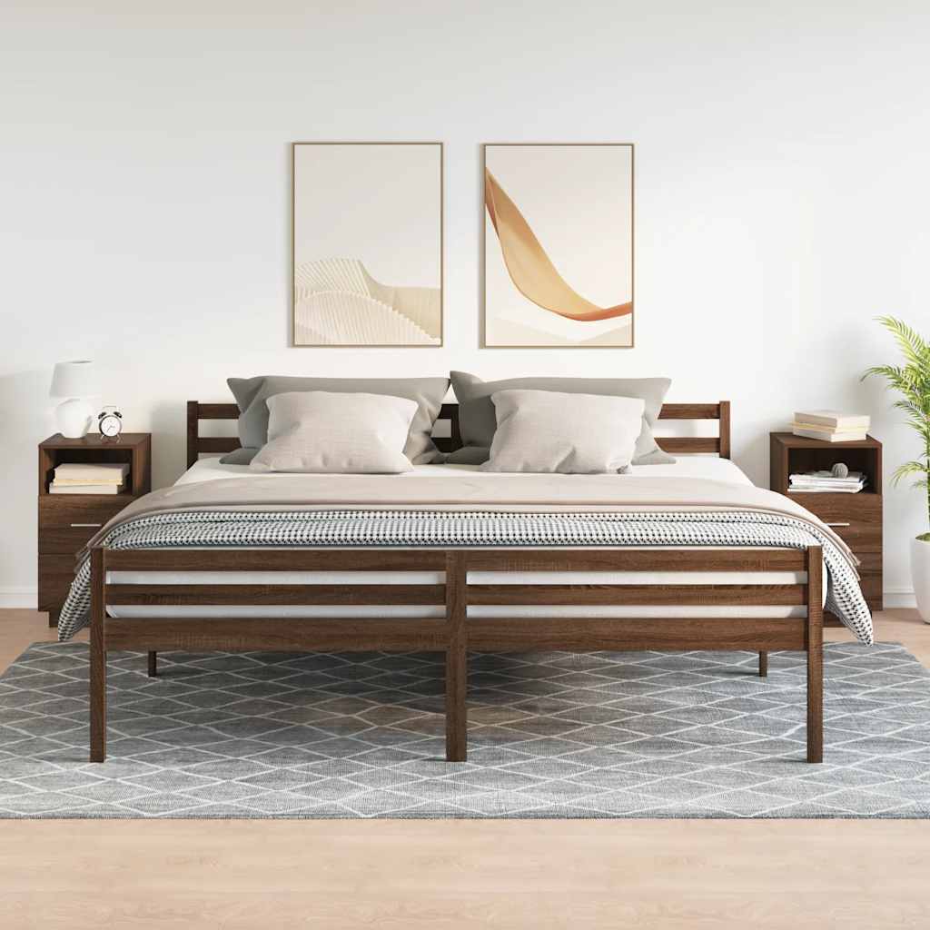 Bedside Cabinets 2 pcs with 2 Drawers Brown Oak 36x36x68 cm