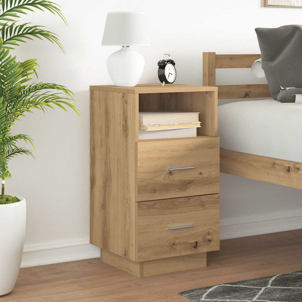 Bedside Cabinet with 2 Drawers Artisan Oak 36x36x68 cm