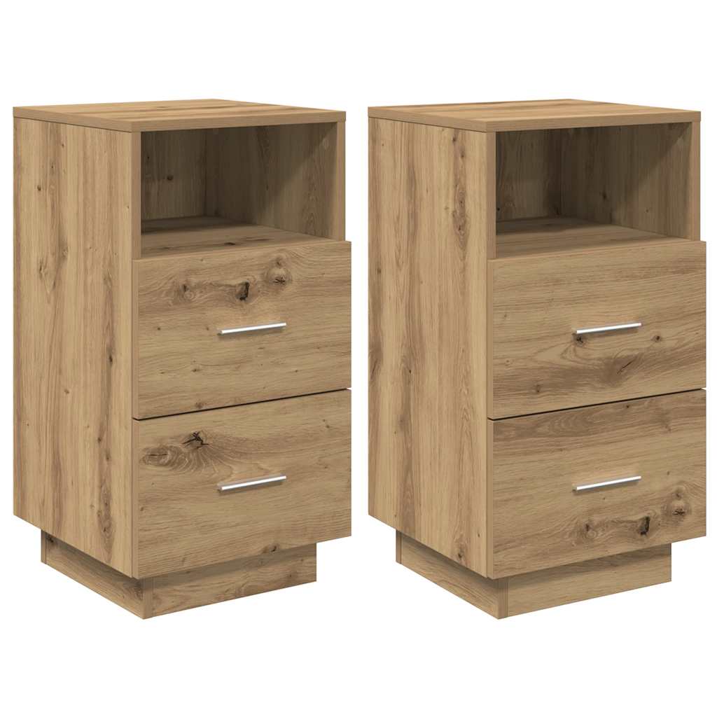 Bedside Cabinets 2 pcs with 2 Drawers Artisan Oak 36x36x68 cm
