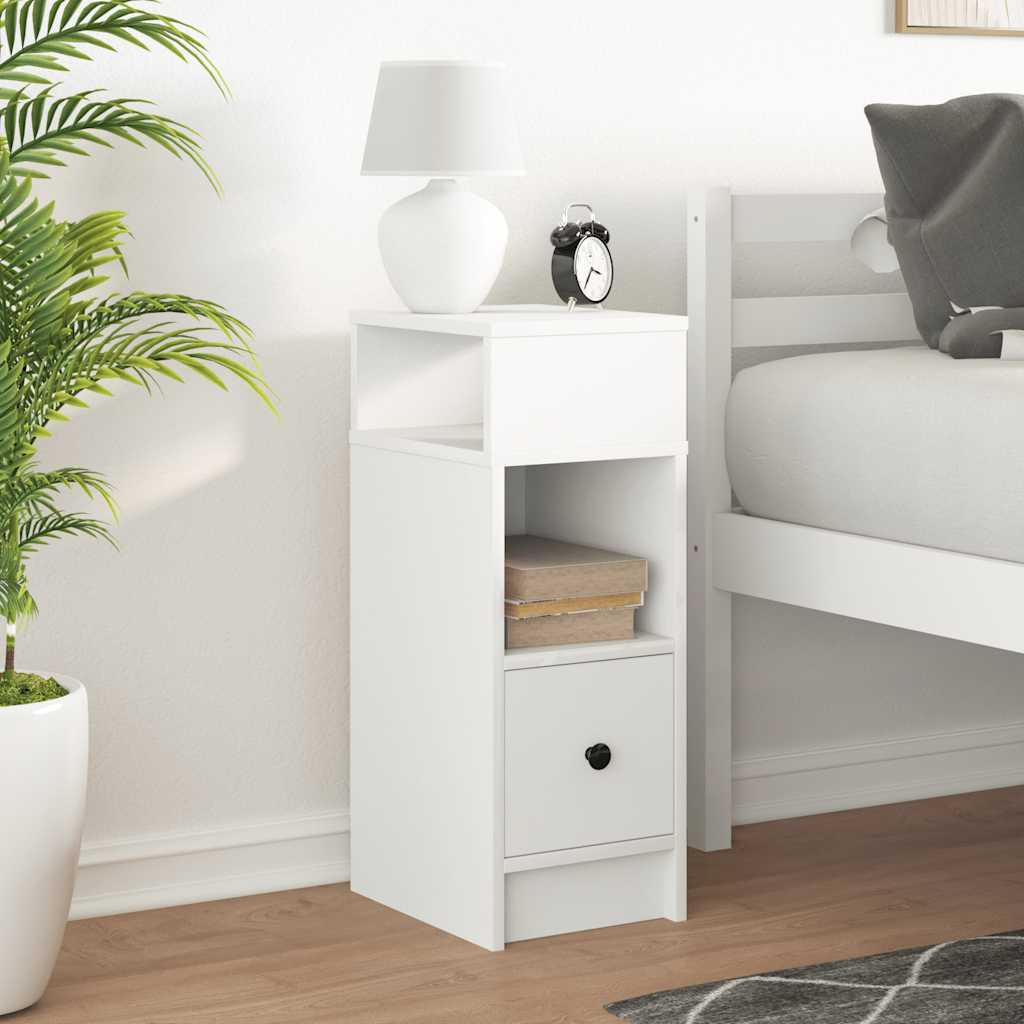 Bedside Cabinet with Drawer White 25x31x66 cm