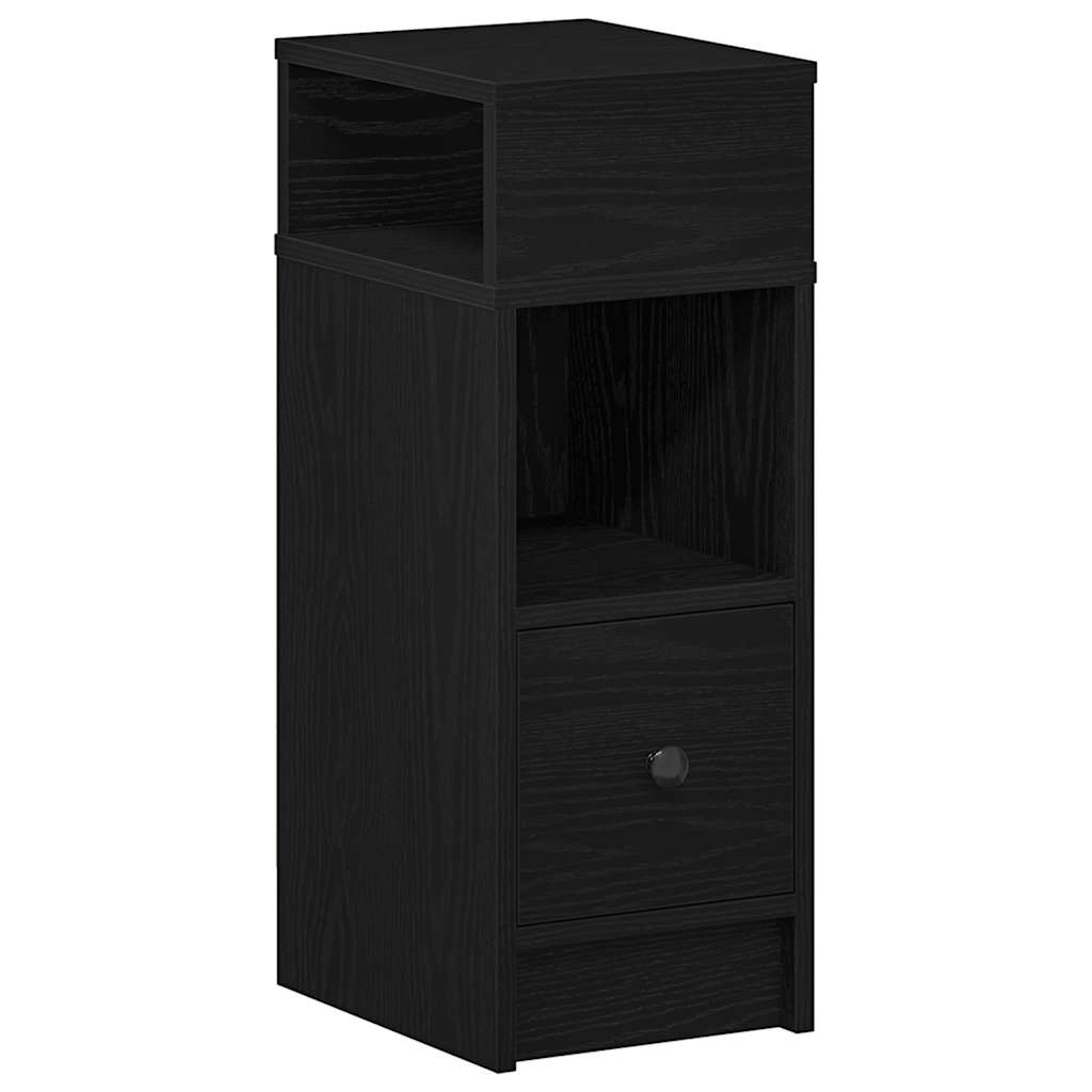 Bedside Cabinet with Drawer Black 25x31x66 cm