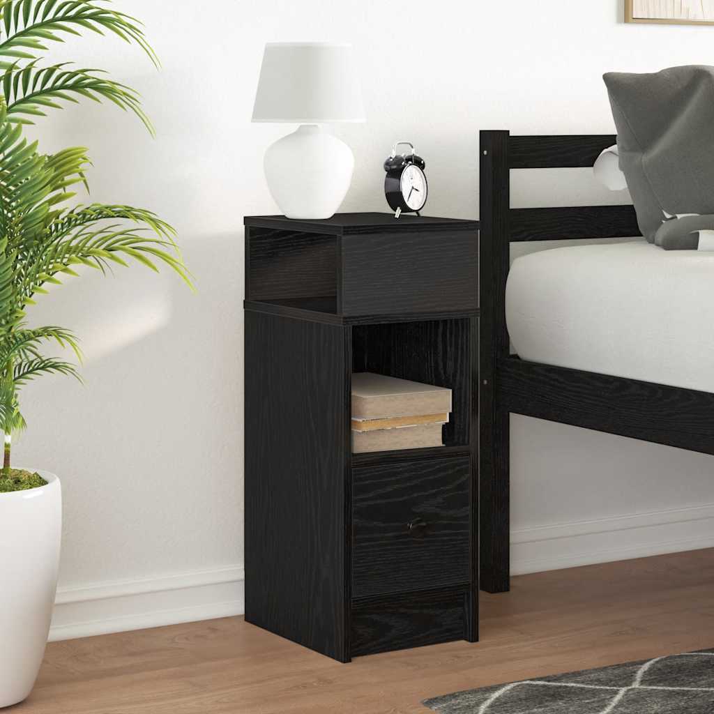 Bedside Cabinet with Drawer Black 25x31x66 cm