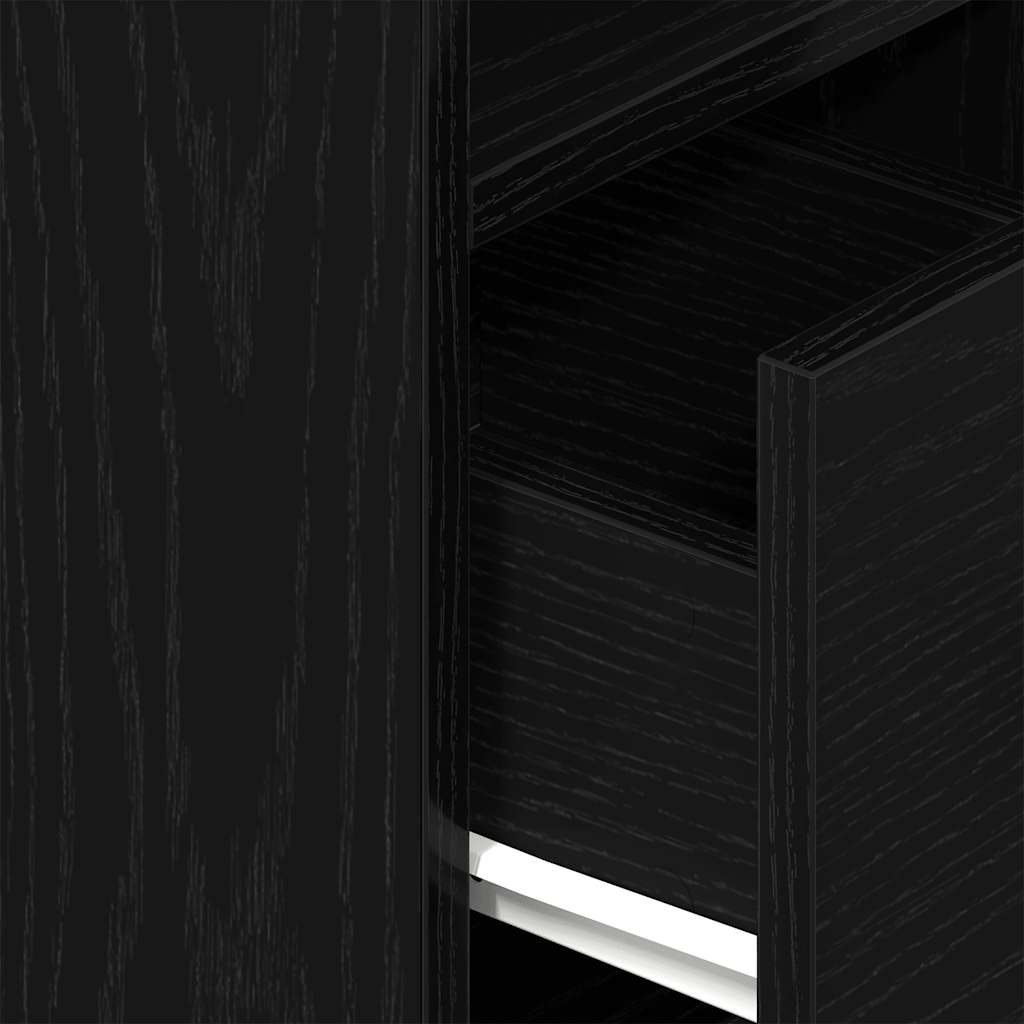 Bedside Cabinet with Drawer Black 25x31x66 cm