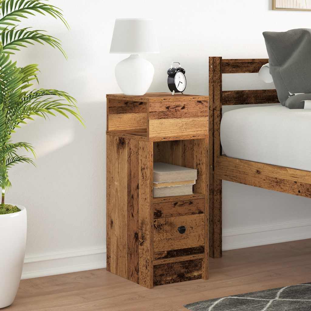 Bedside Cabinet with Drawer Old Wood 25x31x66 cm