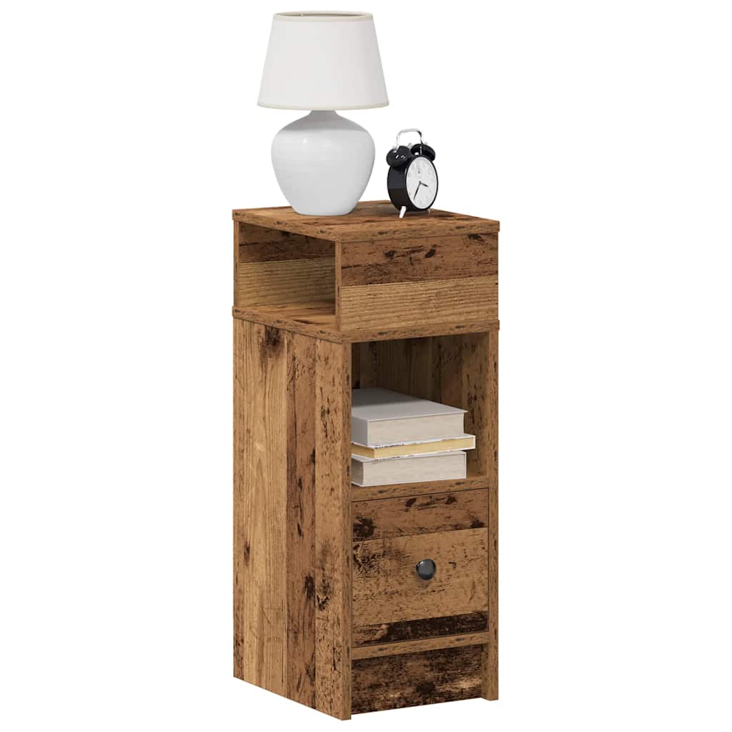 Bedside Cabinet with Drawer Old Wood 25x31x66 cm
