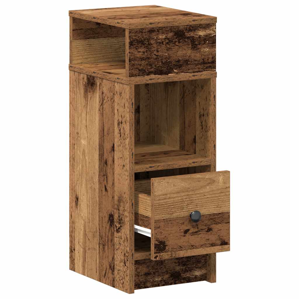 Bedside Cabinets 2 pcs with Drawer Old Wood 25x31x66 cm