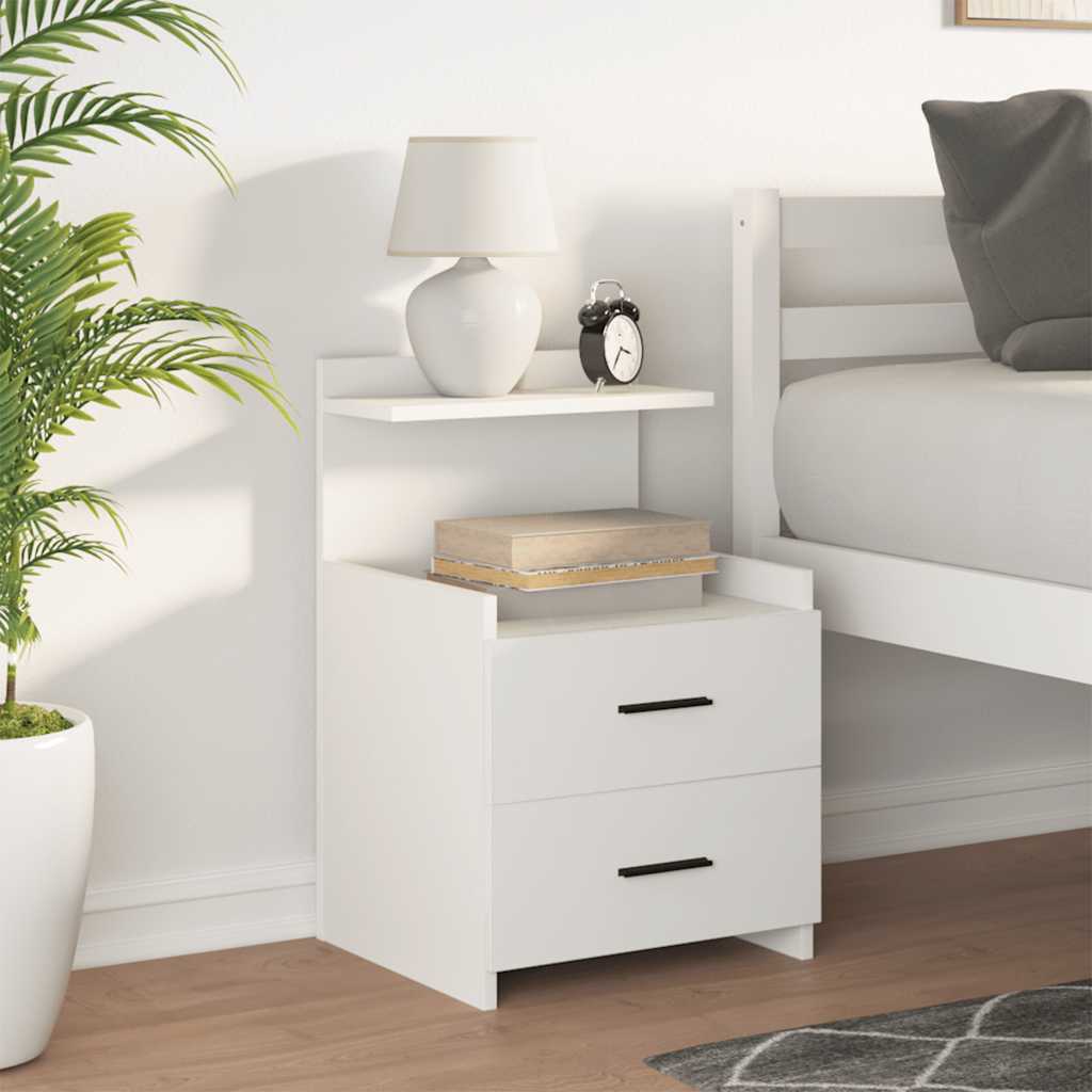 Bedside Cabinet with 2 Drawers White 40x36.5x62 cm