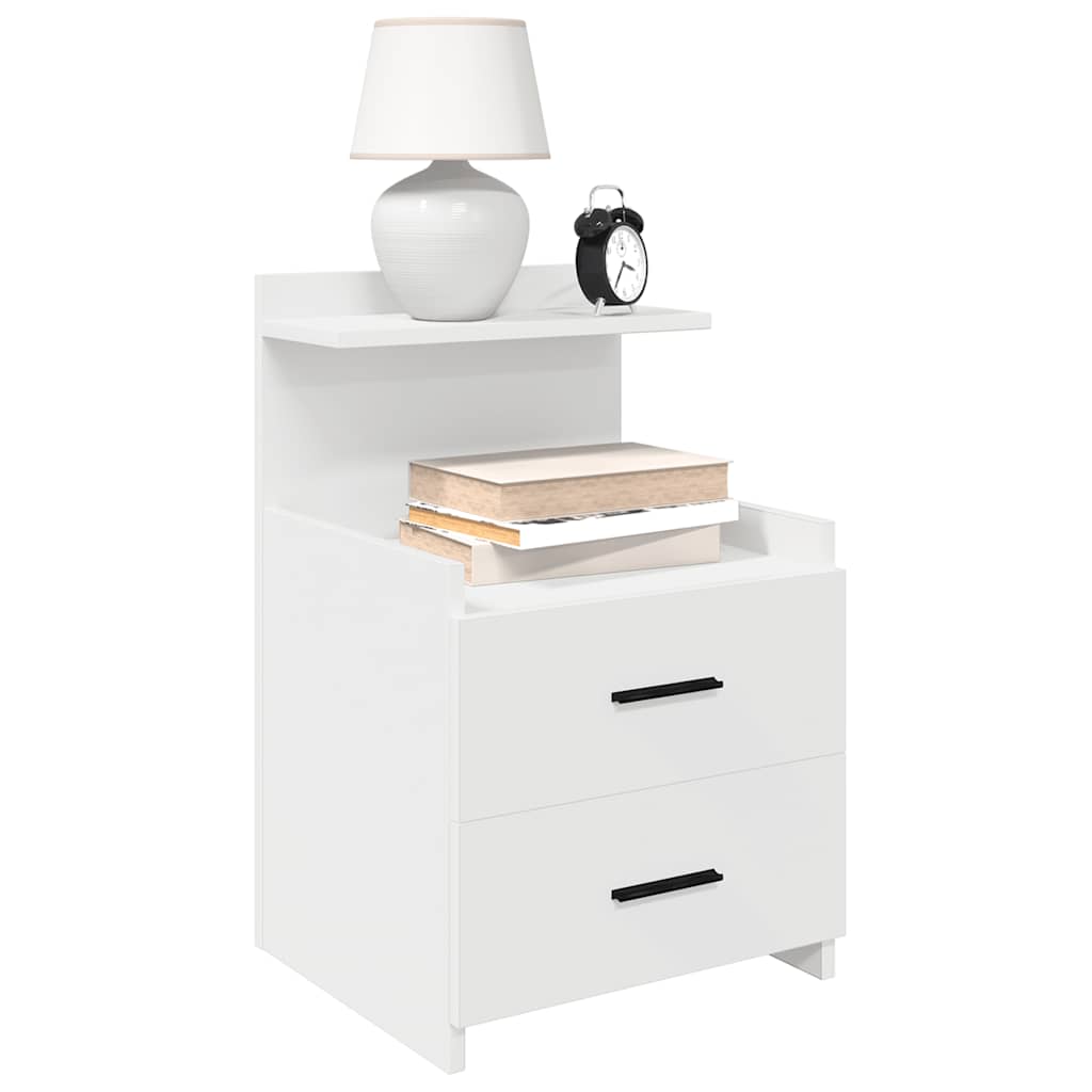 Bedside Cabinet with 2 Drawers White 40x36.5x62 cm