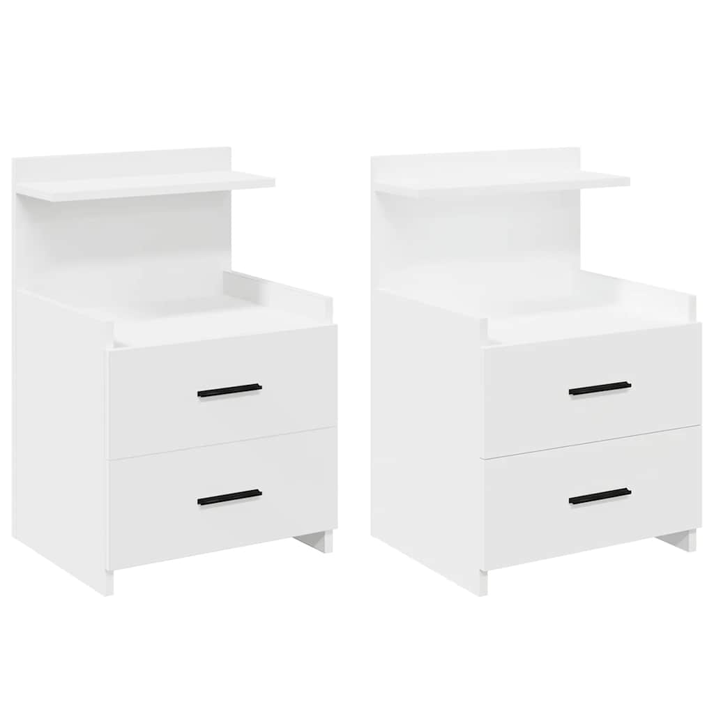 Bedside Cabinets 2 pcs with 2 Drawers White 40x36.5x62 cm