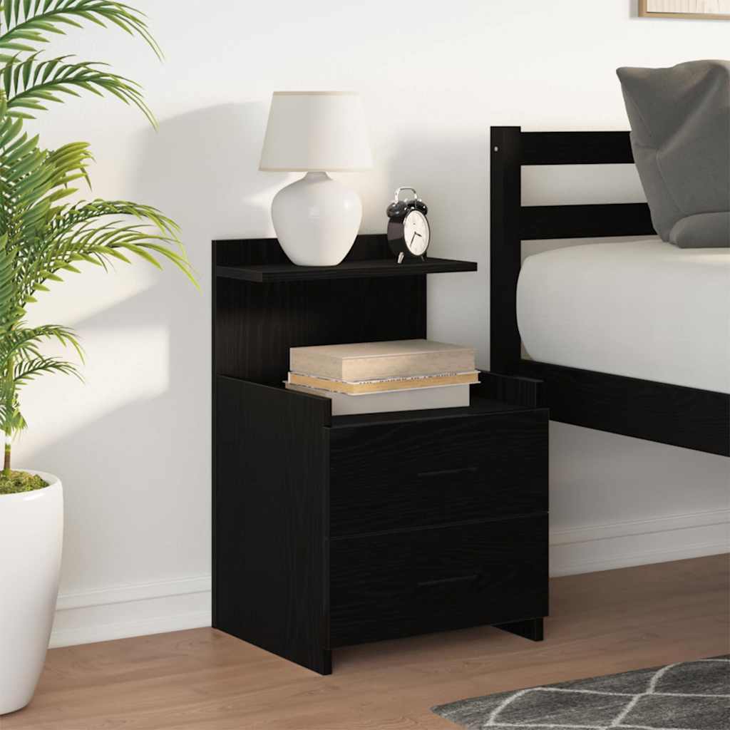 Bedside Cabinet with 2 Drawers Black 40x36.5x62 cm