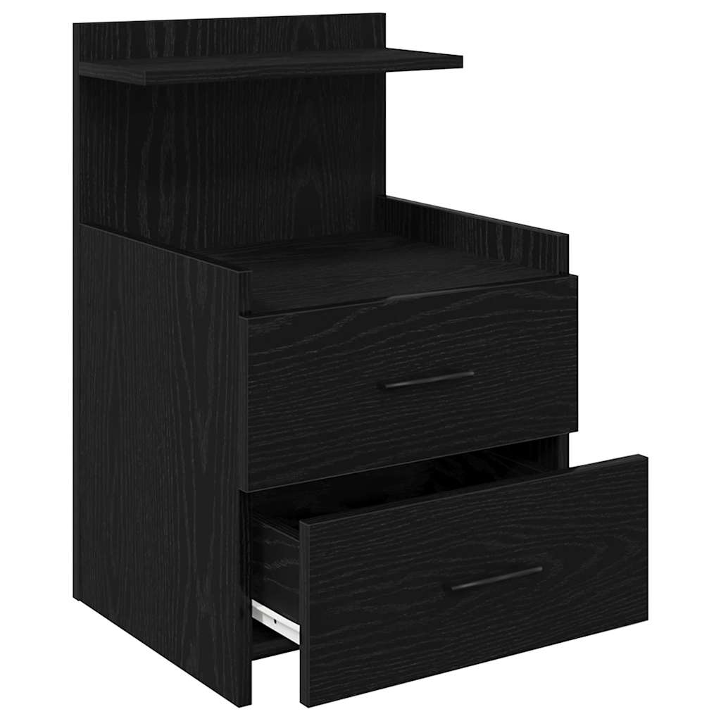 Bedside Cabinet with 2 Drawers Black 40x36.5x62 cm