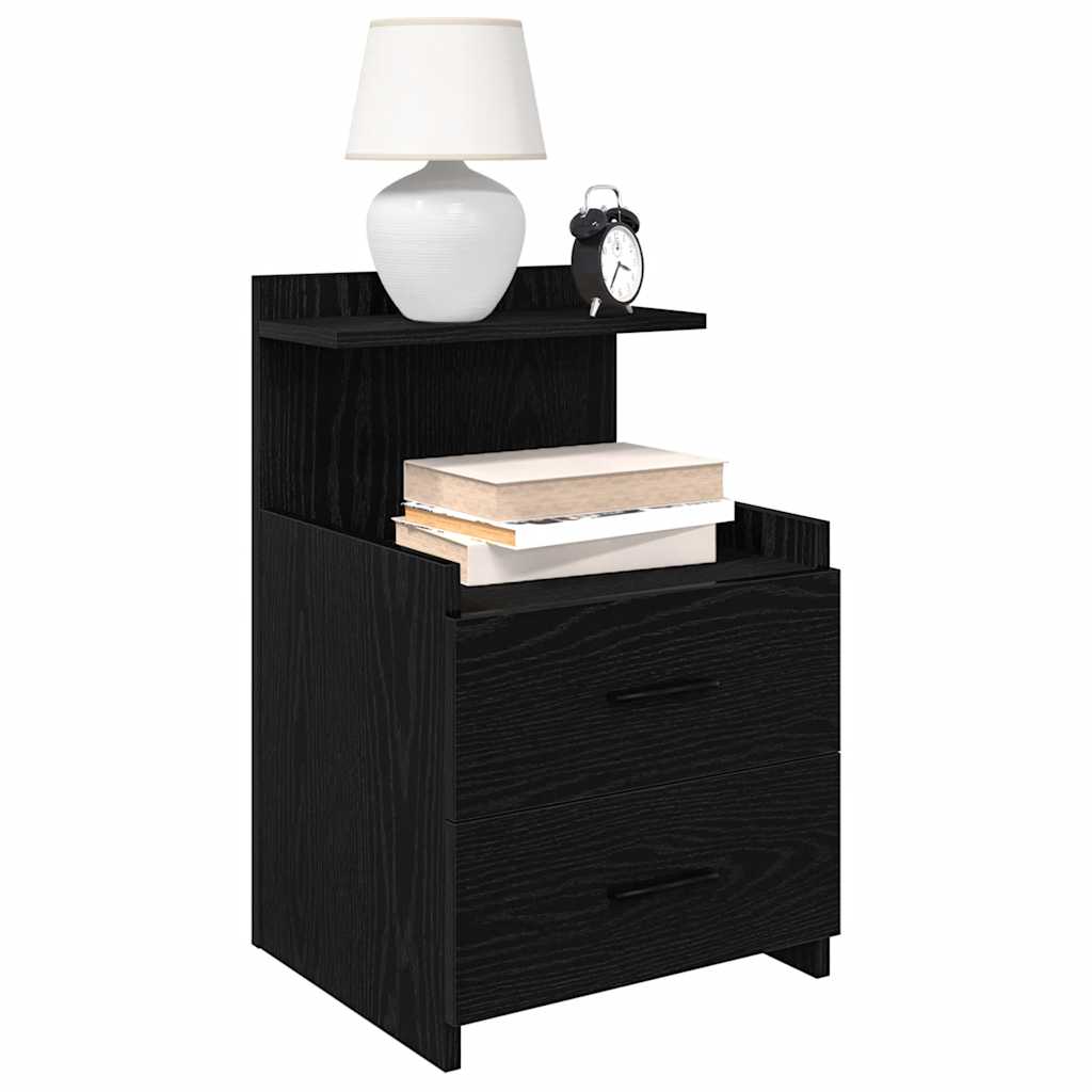 Bedside Cabinet with 2 Drawers Black 40x36.5x62 cm