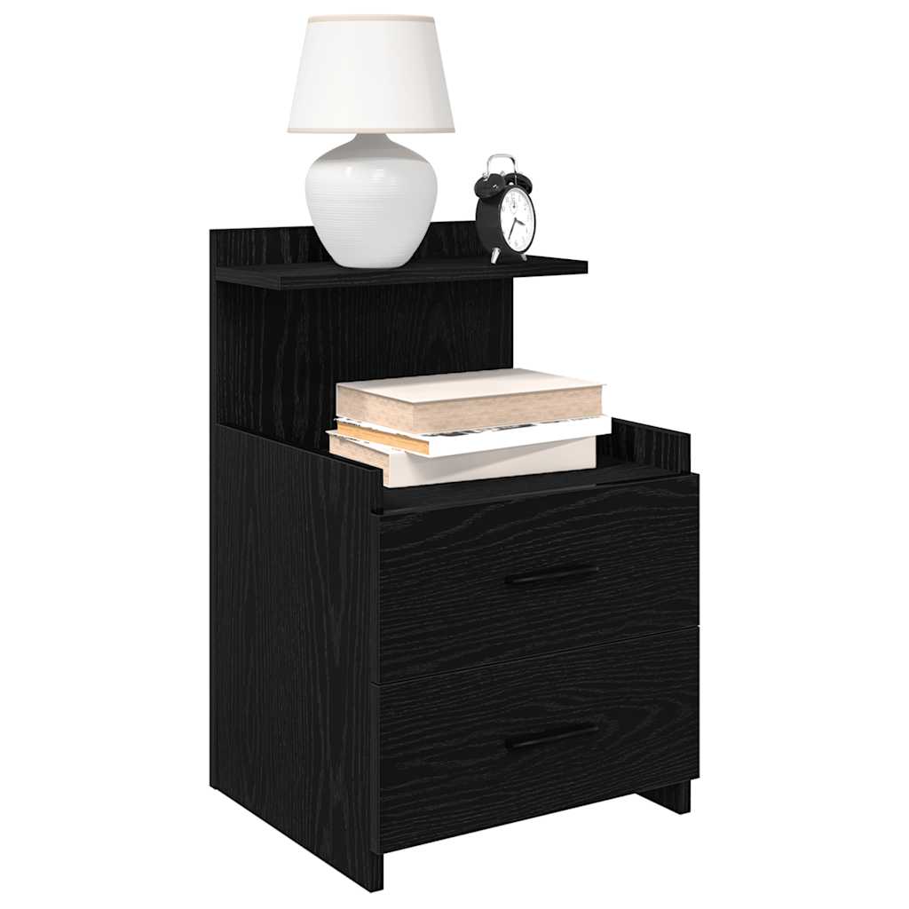 Bedside Cabinets 2 pcs with 2 Drawers Black 40x36.5x62 cm