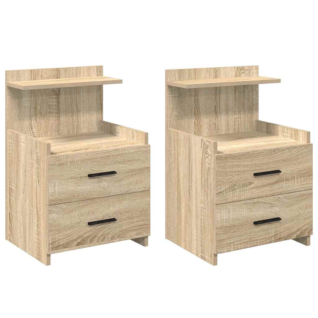 Bedside Cabinets 2 pcs with 2 Drawers Sonoma Oak 40x36.5x62 cm