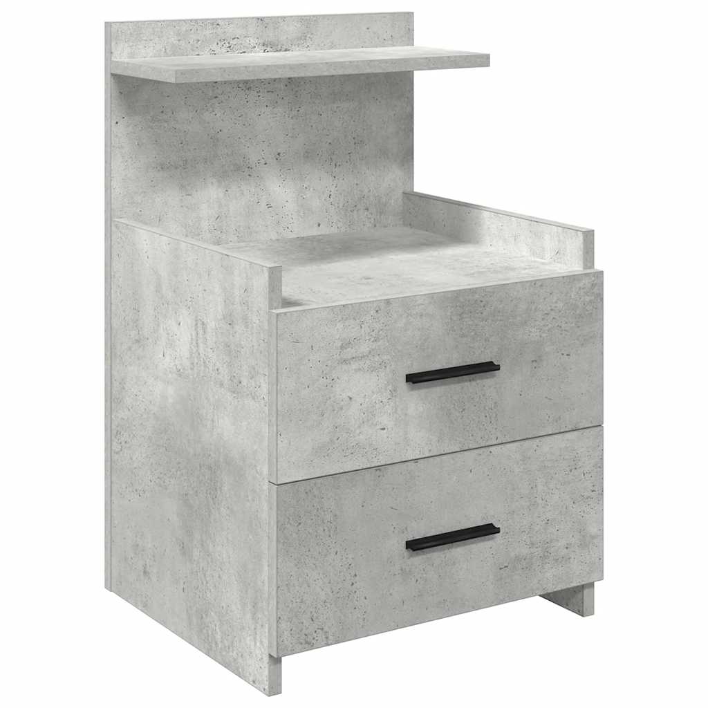 Bedside Cabinet with 2 Drawers Concrete Grey 40x36.5x62 cm