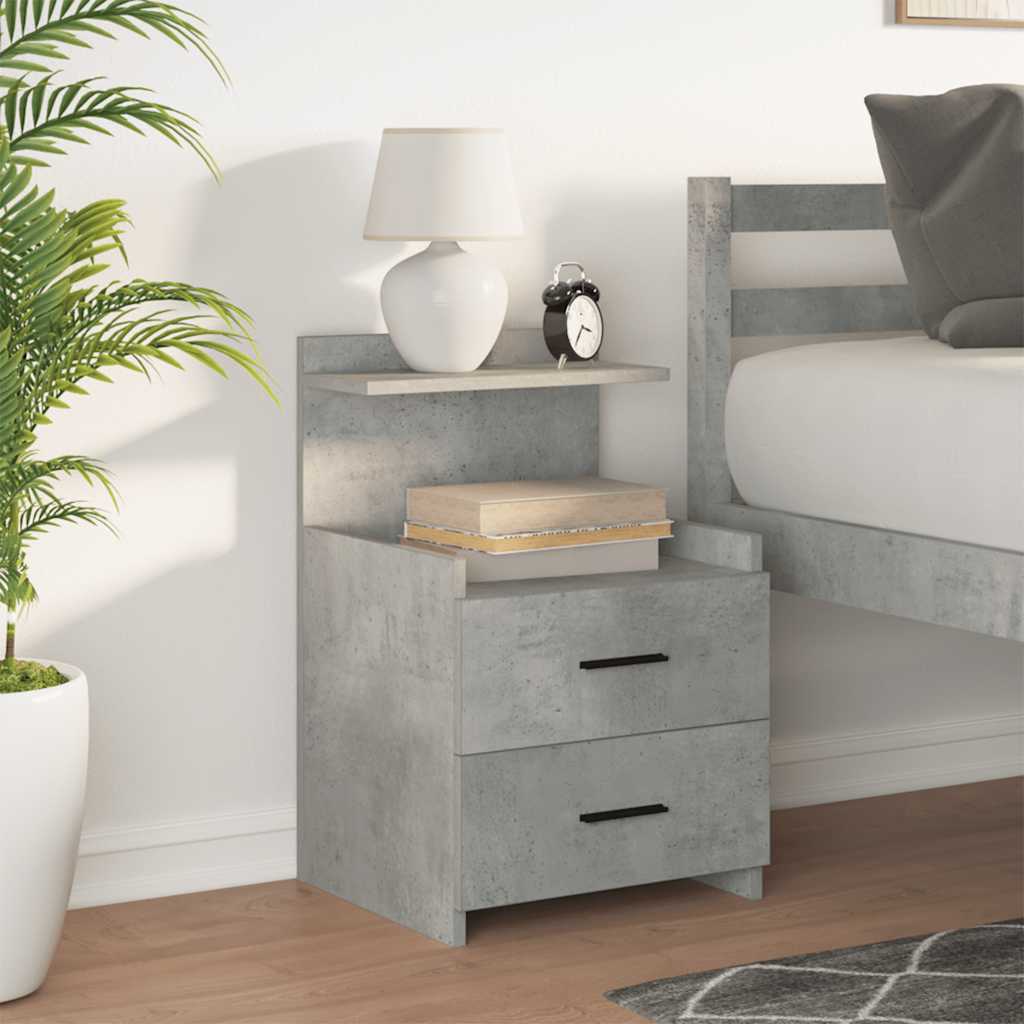 Bedside Cabinet with 2 Drawers Concrete Grey 40x36.5x62 cm