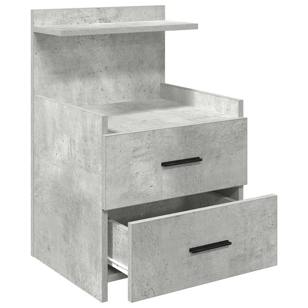 Bedside Cabinet with 2 Drawers Concrete Grey 40x36.5x62 cm