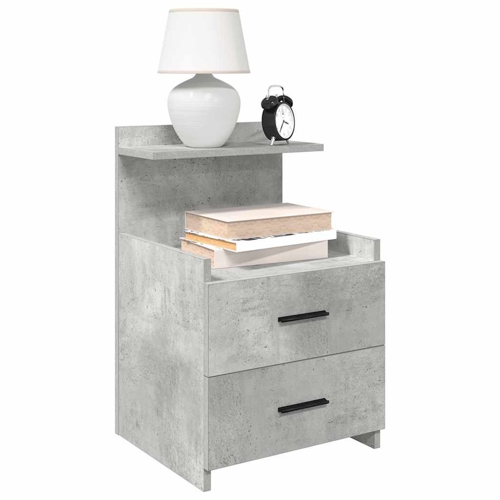 Bedside Cabinet with 2 Drawers Concrete Grey 40x36.5x62 cm