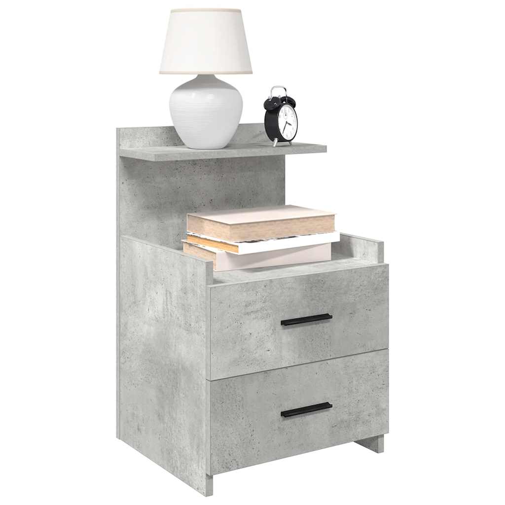 Bedside Cabinets 2 pcs with 2 Drawers Concrete Grey 40x36.5x62 cm