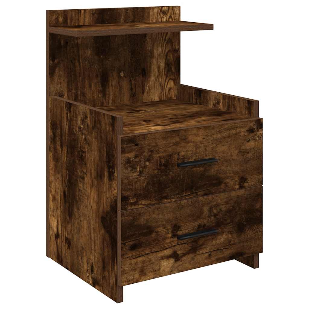 Bedside Cabinets 2 pcs with 2 Drawers Smoked Oak 40x36.5x62 cm