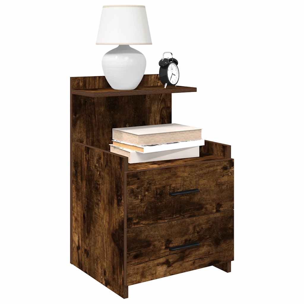 Bedside Cabinets 2 pcs with 2 Drawers Smoked Oak 40x36.5x62 cm