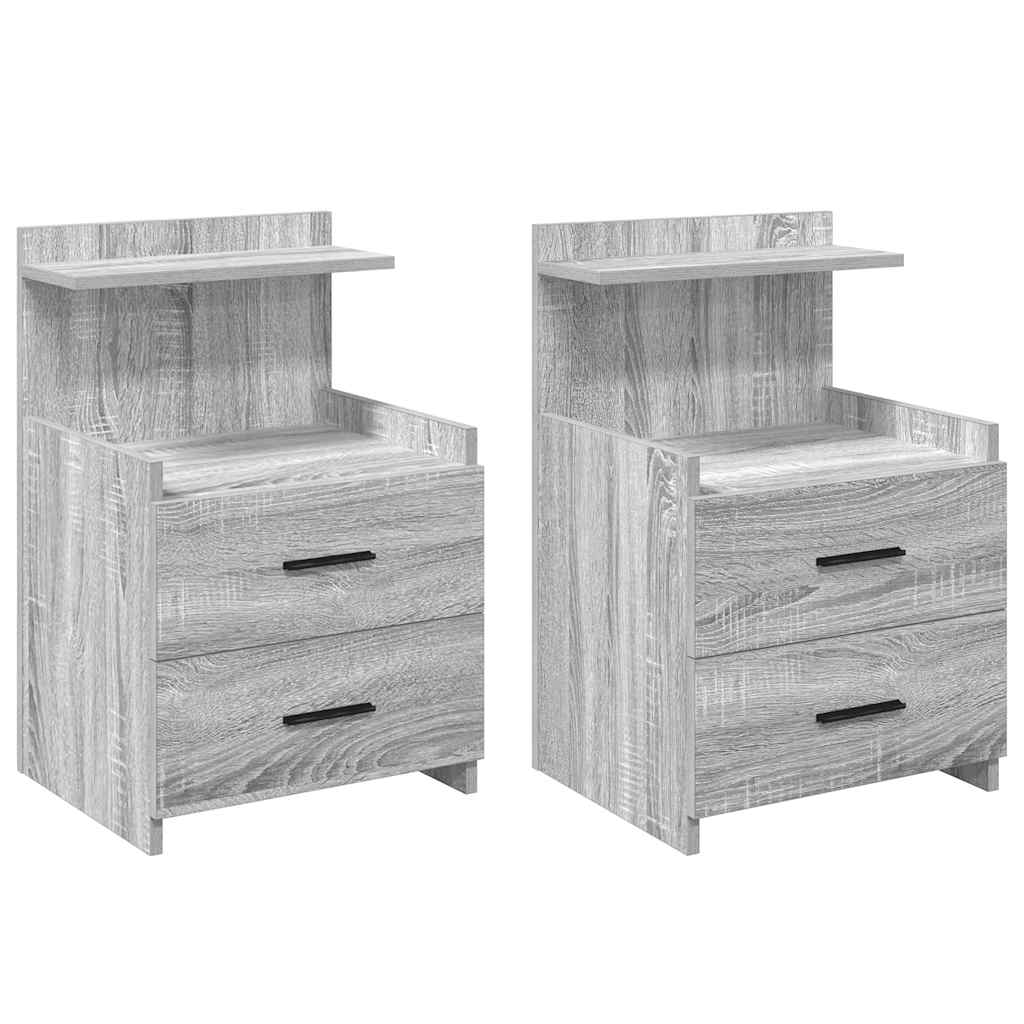 Bedside Cabinets 2 pcs with 2 Drawers Grey Sonoma 40x36.5x62 cm