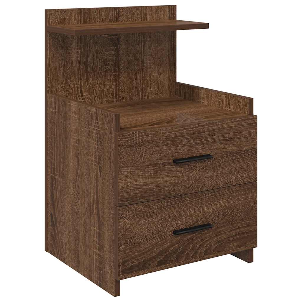 Bedside Cabinet with 2 Drawers Brown Oak 40x36.5x62 cm