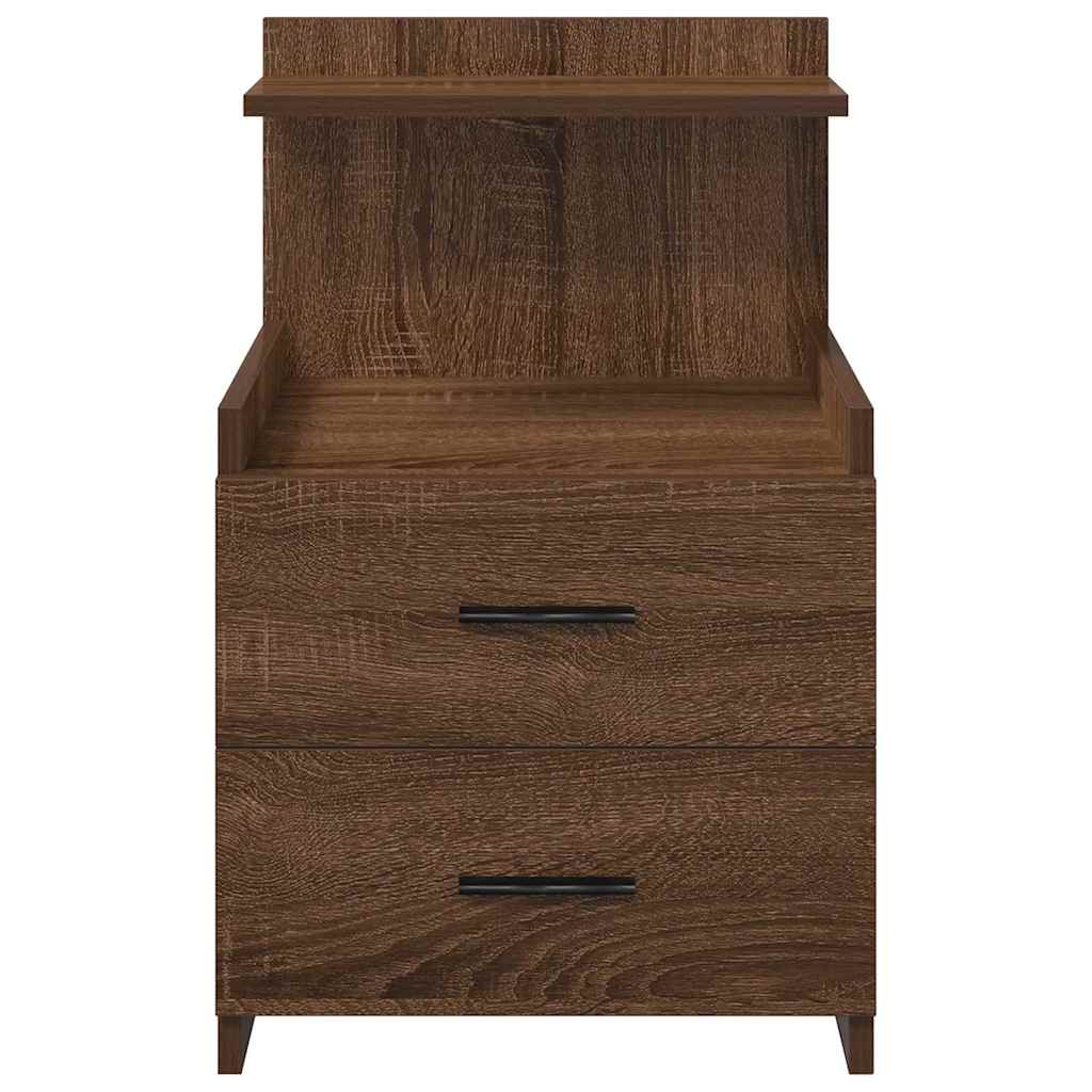 Bedside Cabinet with 2 Drawers Brown Oak 40x36.5x62 cm
