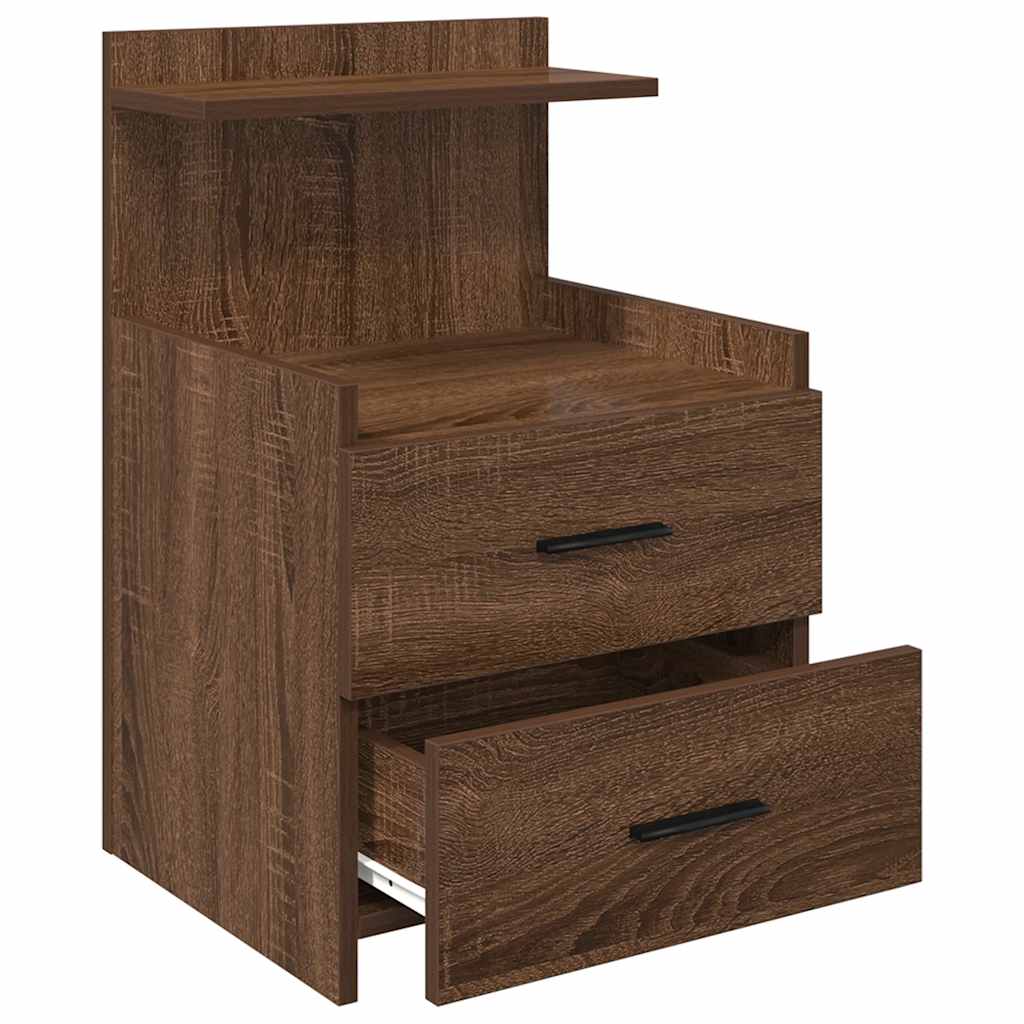 Bedside Cabinet with 2 Drawers Brown Oak 40x36.5x62 cm