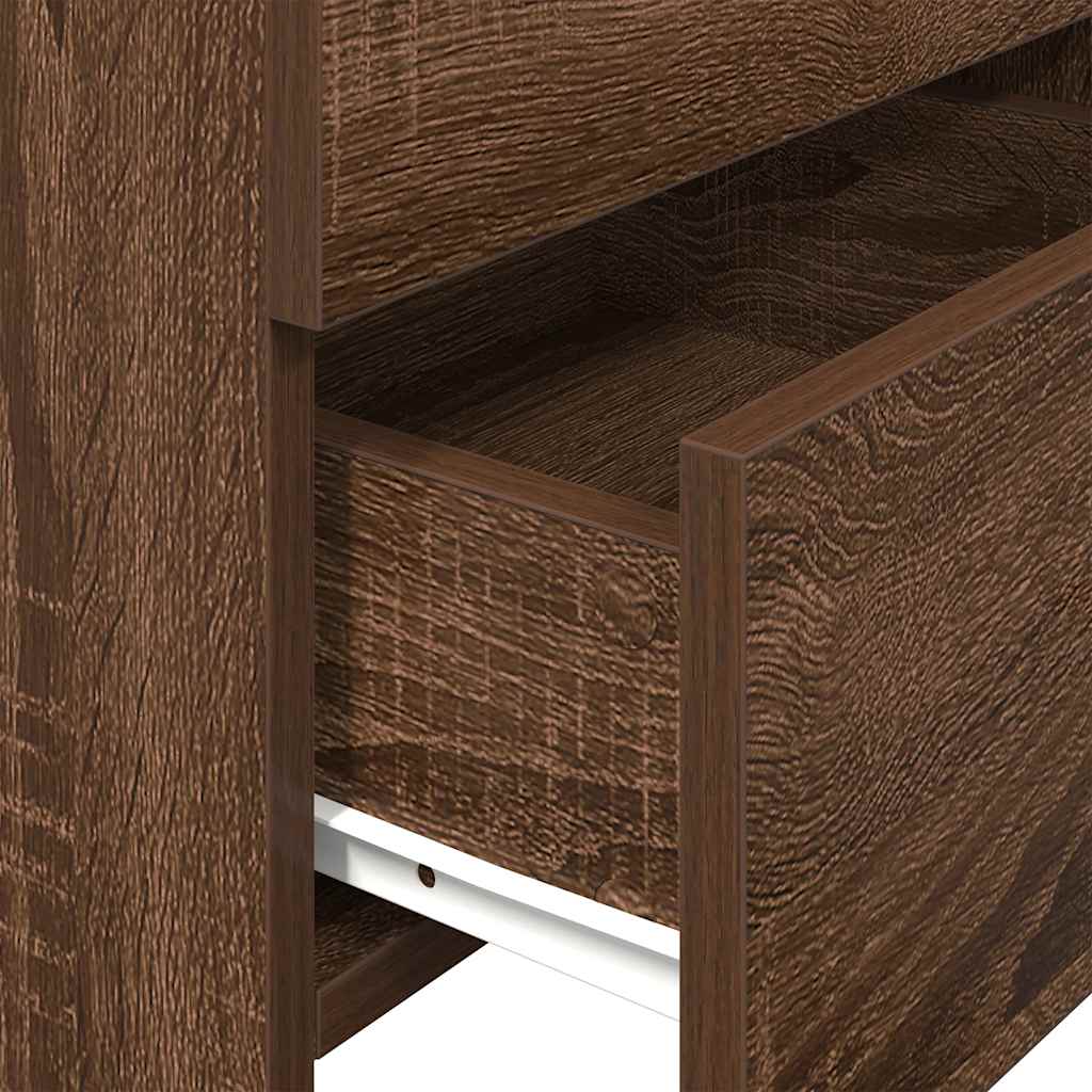 Bedside Cabinet with 2 Drawers Brown Oak 40x36.5x62 cm