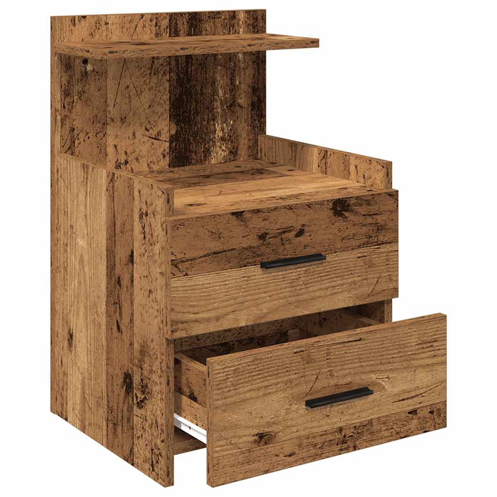 Bedside Cabinets 2 pcs with 2 Drawers Old Wood 40x36.5x62 cm