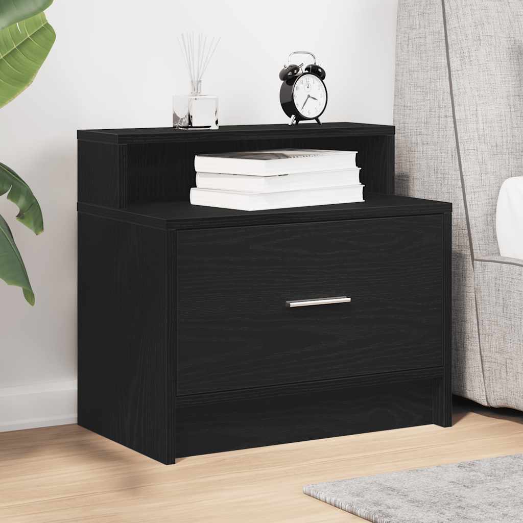 Bedside Cabinet with Drawer Black Oak 51x31x47 cm