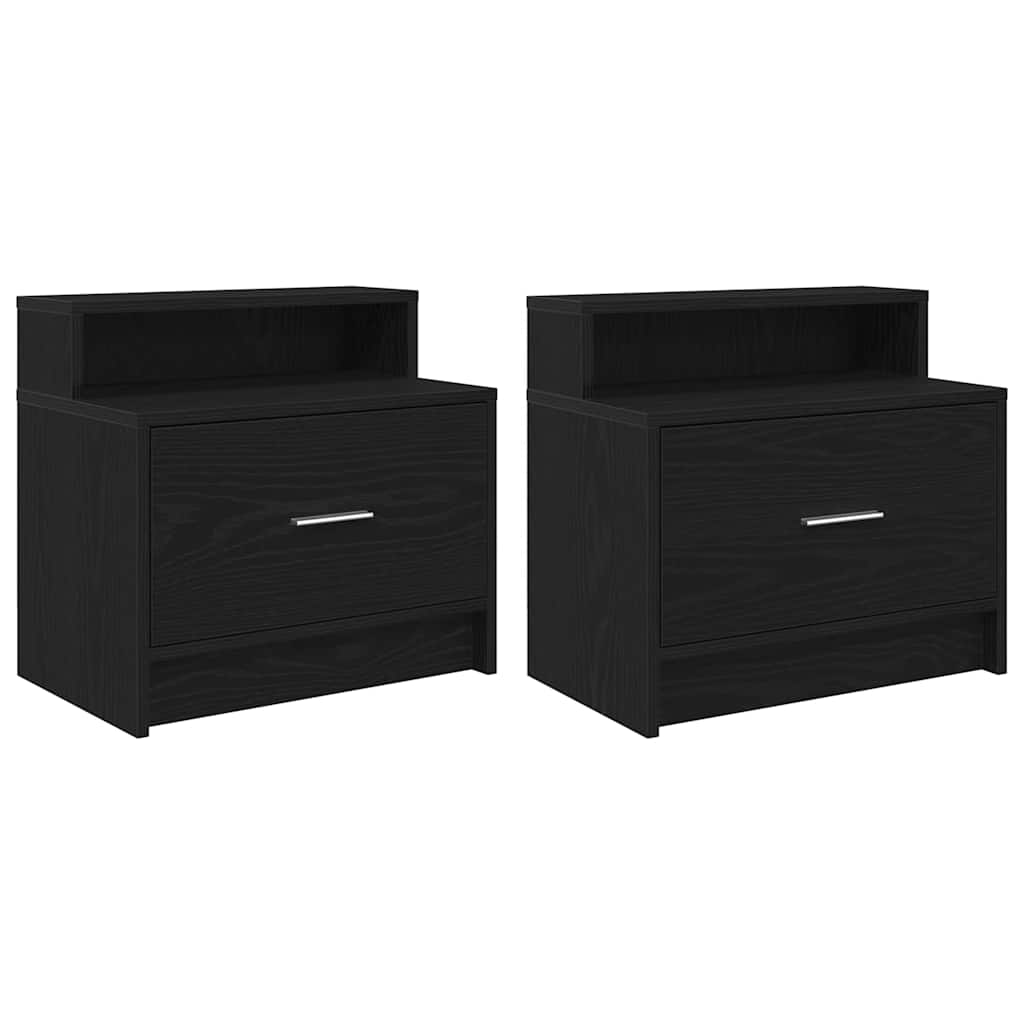 Bedside Cabinets with Drawer 2 pcs Black Oak 51x31x47 cm
