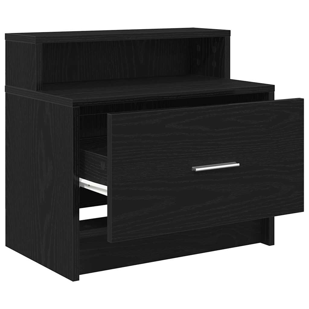 Bedside Cabinets with Drawer 2 pcs Black Oak 51x31x47 cm