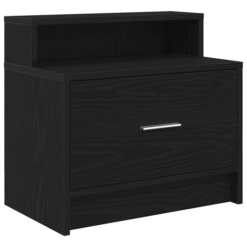 Bedside Cabinets with Drawer 2 pcs Black Oak 51x31x47 cm