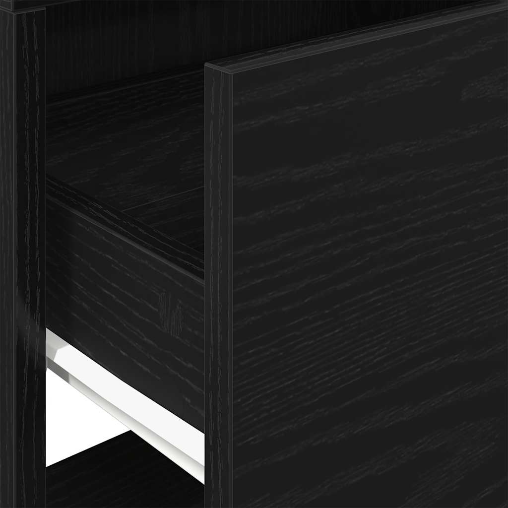 Bedside Cabinets with Drawer 2 pcs Black Oak 51x31x47 cm